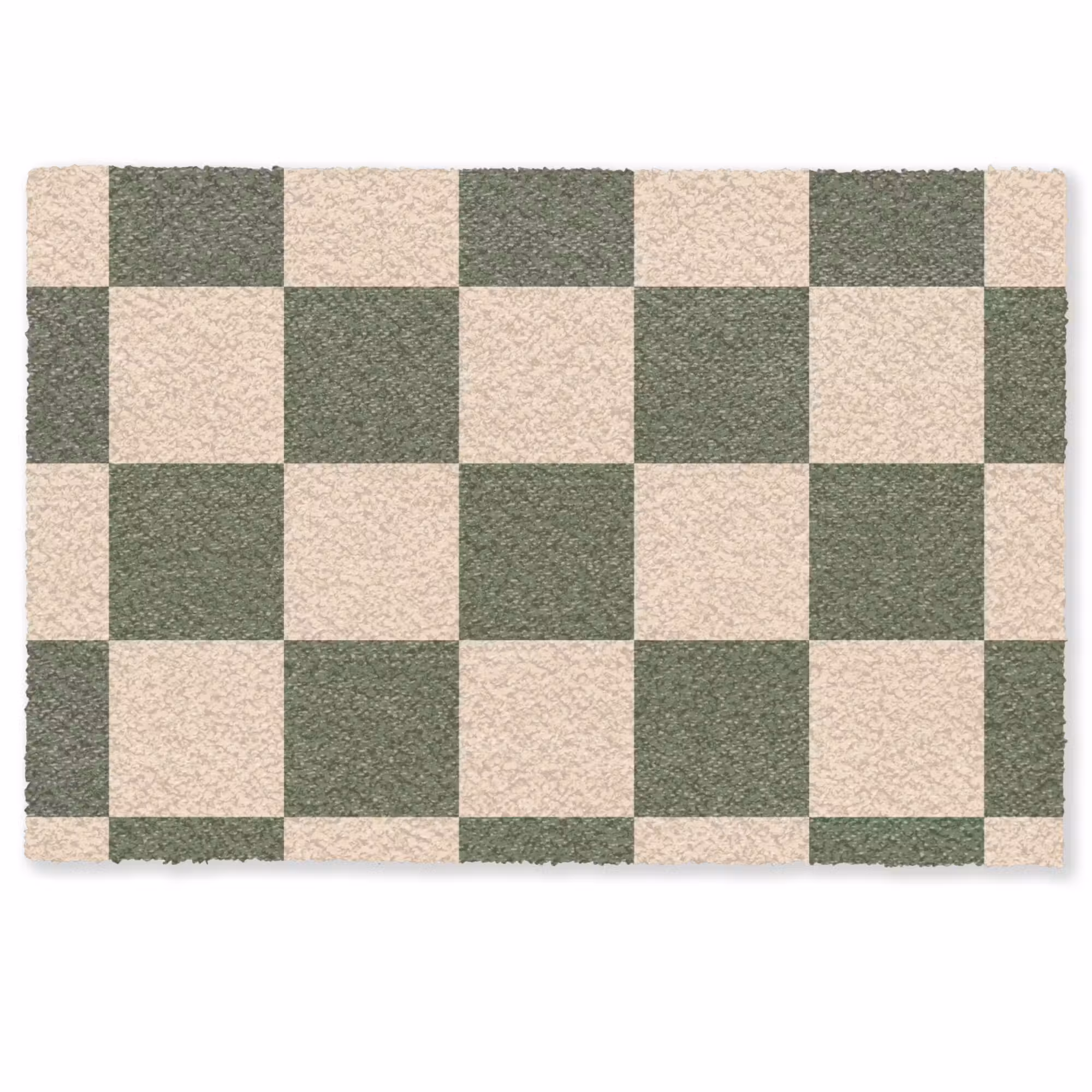 Doormat - Chessboard print - Green - Beige - Cubes