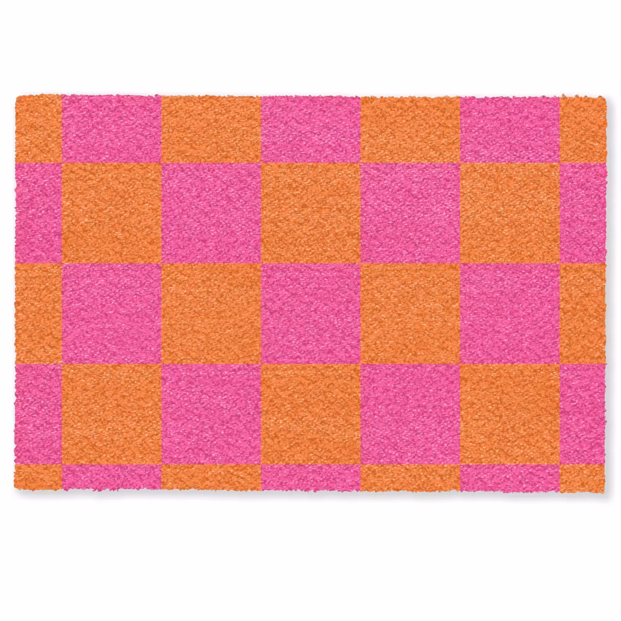 Doormat - Chessboard print - Orange - Pink - Cubes