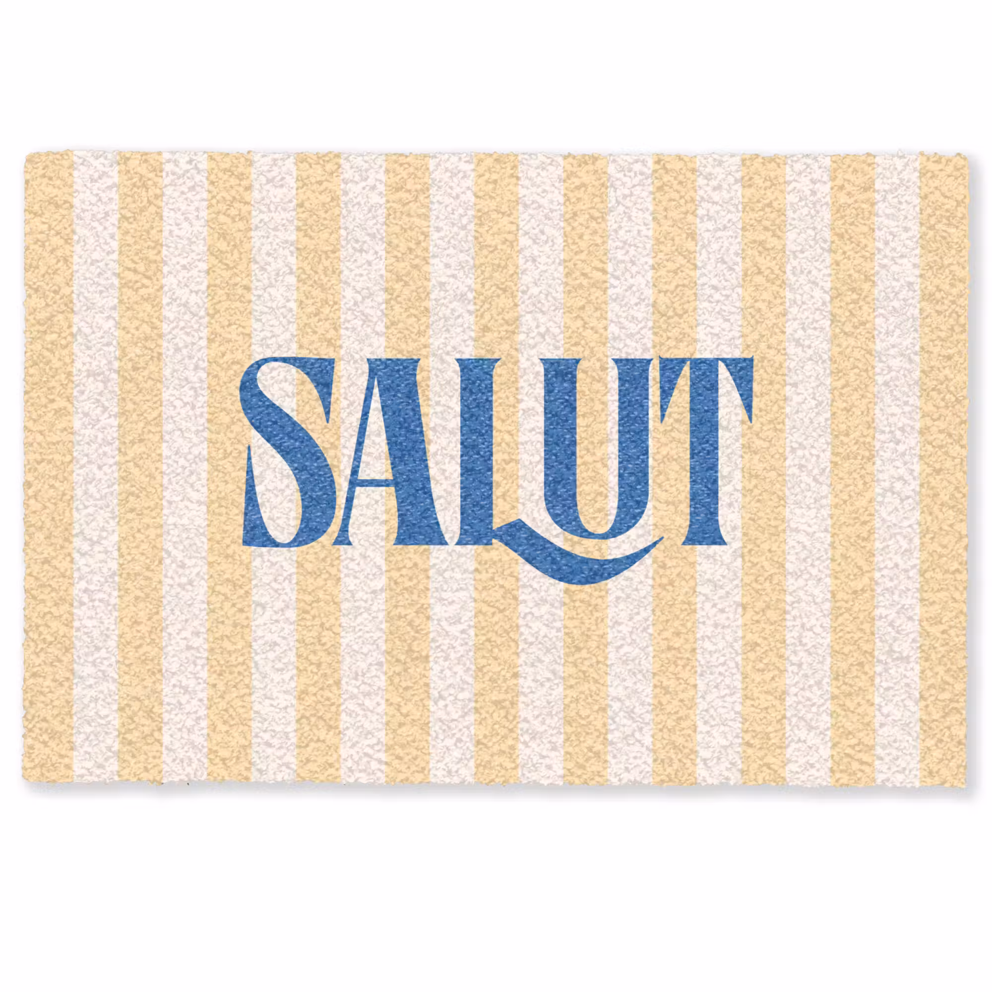 Doormat - Salut - Quote - Stripes - Yellow - Blue - White