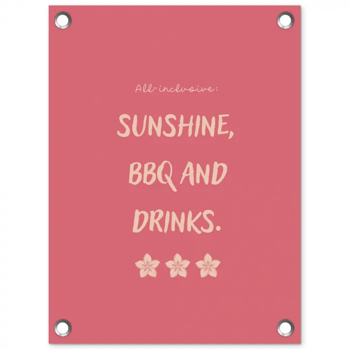 BBQ - Quote - Roze - Zomer tuinposter los doek klein -3d