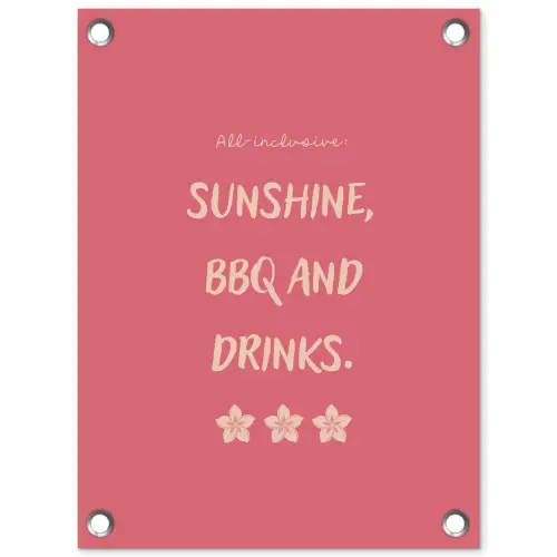 BBQ - Quote - Roze - Zomer tuinposter los doek klein -3d