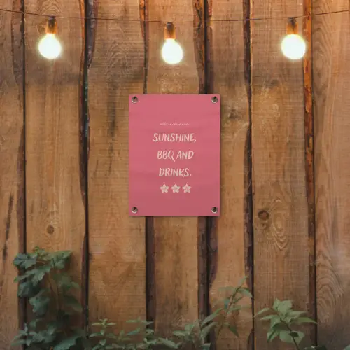 BBQ - Quote - Roze - Zomer tuinposter los doek klein -sfeer1