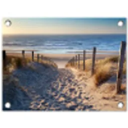 Strand - Zee - Nederland - Duinen - Zon tuinposter los doek klein -3d
