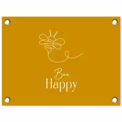Bee Happy tuinposter los doek klein -3d