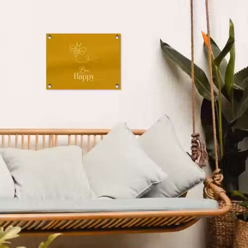 Bee Happy tuinposter los doek klein -sfeer7