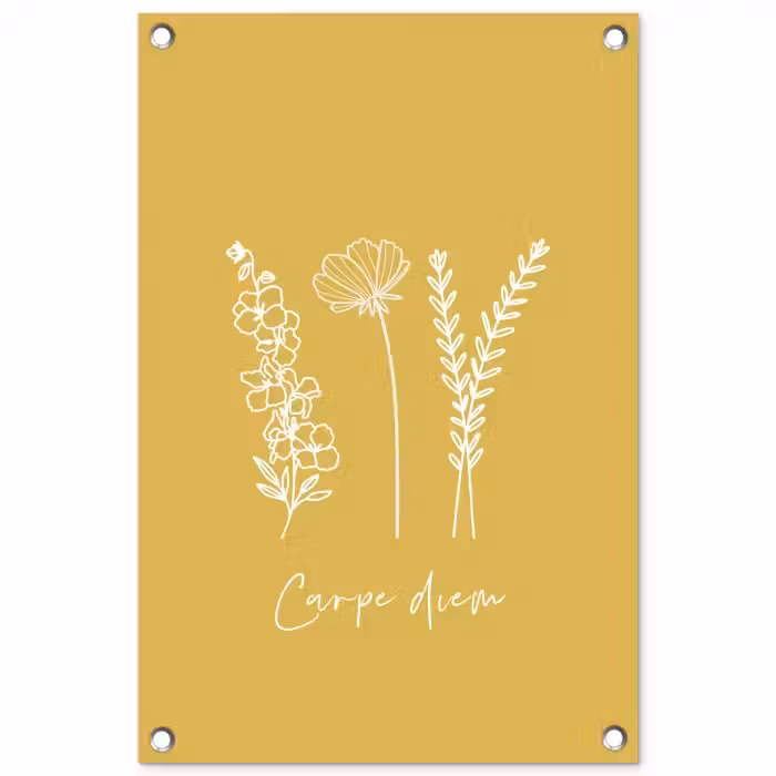 Carpe Diem met Bloemen tuinposter los doek klein -3d