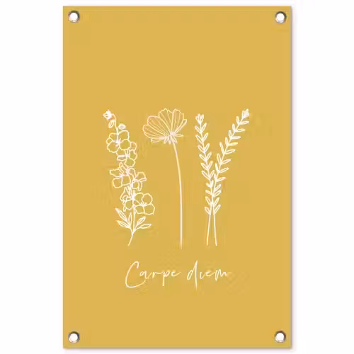 Carpe Diem met Bloemen tuinposter los doek klein -3d
