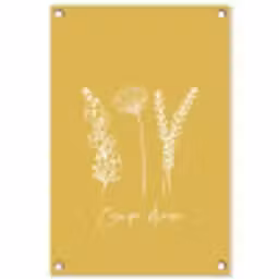 Carpe Diem met Bloemen tuinposter los doek klein -3d
