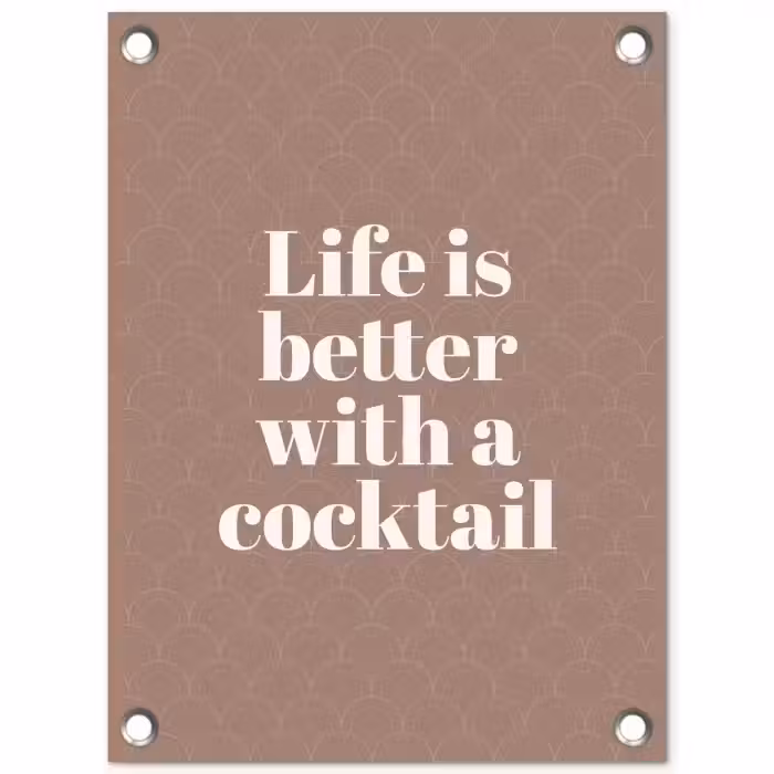 Cocktail - Tekst - Patroon - Wit tuinposter los doek klein -3d