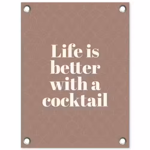 Cocktail - Tekst - Patroon - Wit tuinposter los doek klein -3d