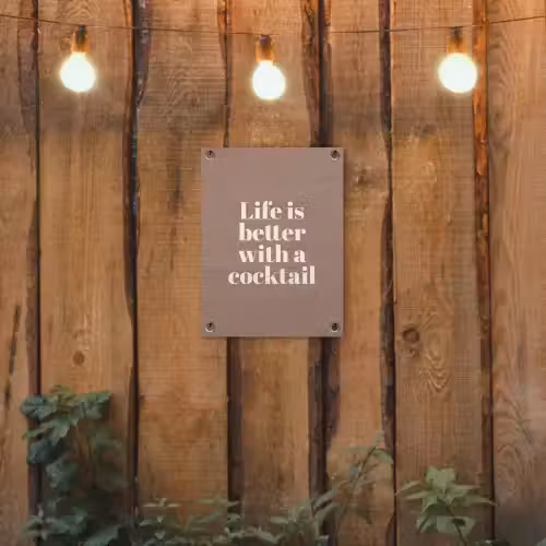 Cocktail - Tekst - Patroon - Wit tuinposter los doek klein -sfeer1