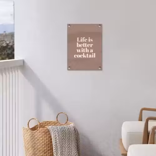 Cocktail - Tekst - Patroon - Wit tuinposter los doek klein -sfeer8