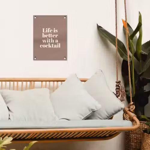 Cocktail - Tekst - Patroon - Wit tuinposter los doek klein -sfeer7