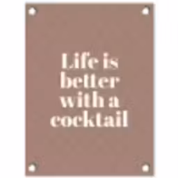 Cocktail - Tekst - Patroon - Wit tuinposter los doek klein -3d