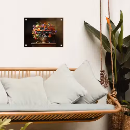 Kleur - Bloemen - Vintage - Bloemenvaas tuinposter los doek klein -sfeer7