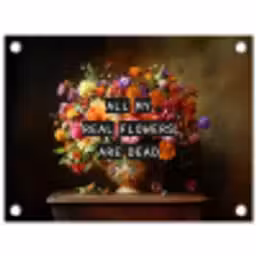 Kleur - Bloemen - Vintage - Bloemenvaas tuinposter los doek klein -3d