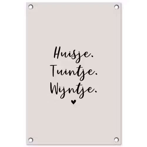 huisjetuintjewijntje-beige tuinposter los doek klein -3d