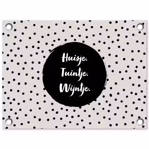 Huisje. Tuintje. Wijntje - Quotes - Tekst - Wijn - Tuin tuinposter los doek klein -3d