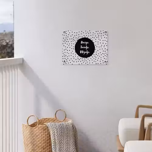 Huisje. Tuintje. Wijntje - Quotes - Tekst - Wijn - Tuin tuinposter los doek klein -sfeer8