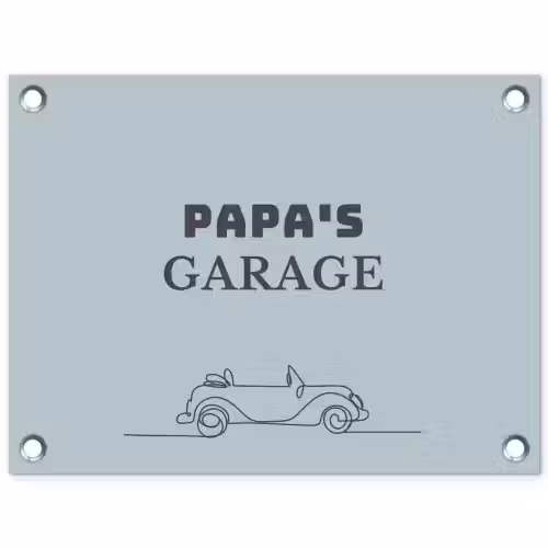 Papa's Garage met auto tuinposter los doek klein -3d