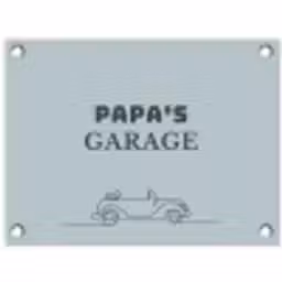 Papa's Garage met auto tuinposter los doek klein -3d