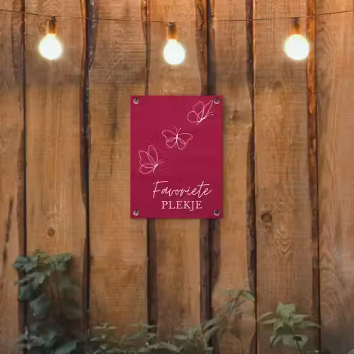 Favoriete plekje met Vlinders tuinposter los doek klein -sfeer1