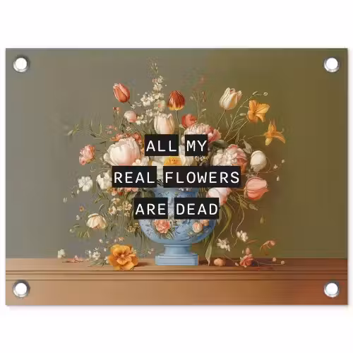Bloem - Quote - Vintage - Art tuinposter los doek klein -3d