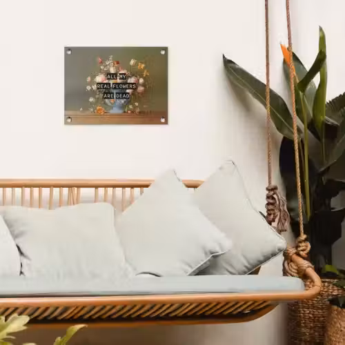Bloem - Quote - Vintage - Art tuinposter los doek klein -sfeer7