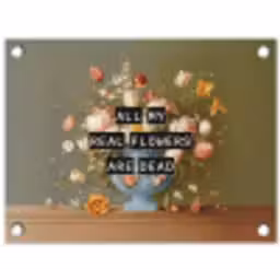 Bloem - Quote - Vintage - Art tuinposter los doek klein -3d
