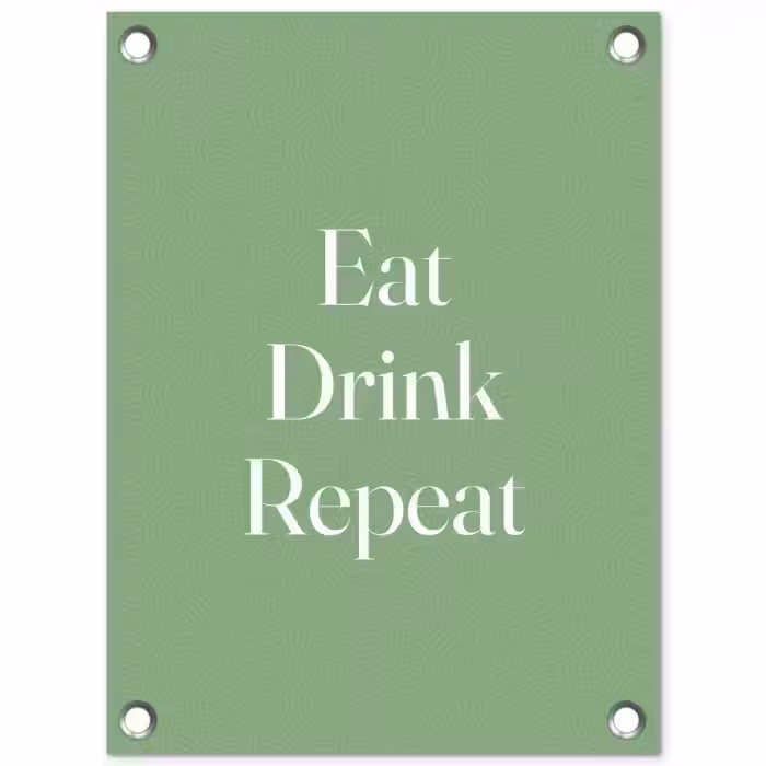 Eten - Drinken - Tekst - Mintgroen tuinposter los doek klein -3d