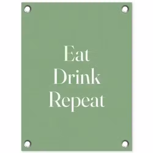 Eten - Drinken - Tekst - Mintgroen tuinposter los doek klein -3d