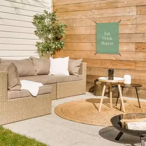 Eten - Drinken - Tekst - Mintgroen tuinposter los doek klein -sfeer4