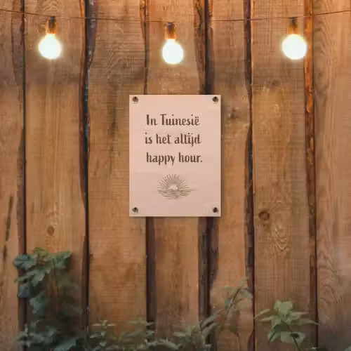 Tuin - Roze - Quote - Zon tuinposter los doek klein -sfeer1