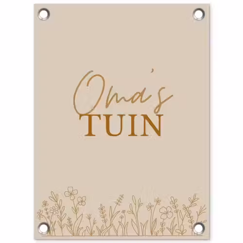 Oma's Tuin met bloemen tuinposter los doek klein -3d