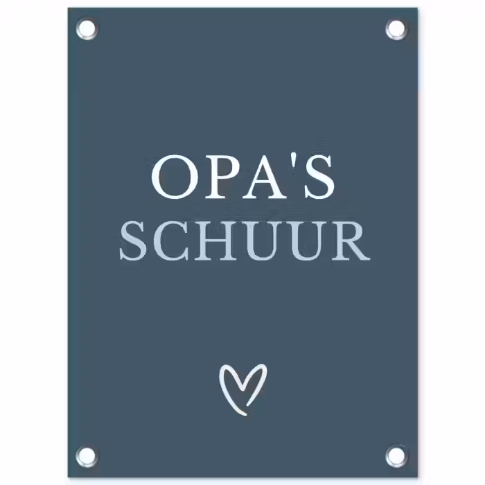Opa's Schuur met Hart tuinposter los doek klein -3d