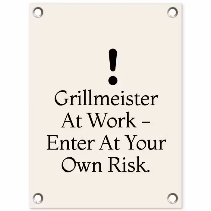 Grill - Uitroepteken - Zwart - Tekst tuinposter los doek klein -3d