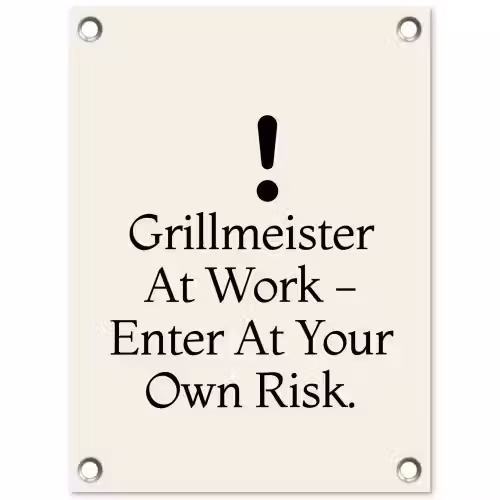 Grill - Uitroepteken - Zwart - Tekst tuinposter los doek klein -3d
