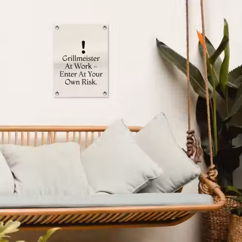 Grill - Uitroepteken - Zwart - Tekst tuinposter los doek klein -sfeer7