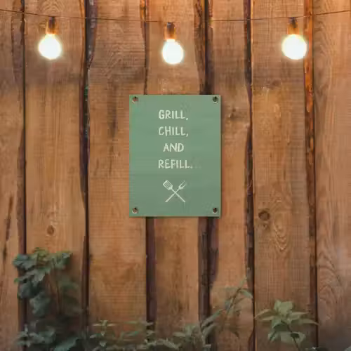 Grill - Groen - Zomer - Quote tuinposter los doek klein -sfeer1
