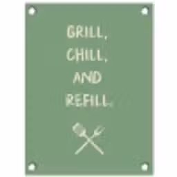 Grill - Groen - Zomer - Quote tuinposter los doek klein -3d