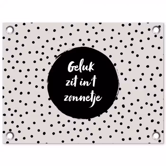 Geluk zit in 't zonnetje - Quotes - Tekst - Zomer tuinposter los doek klein -3d