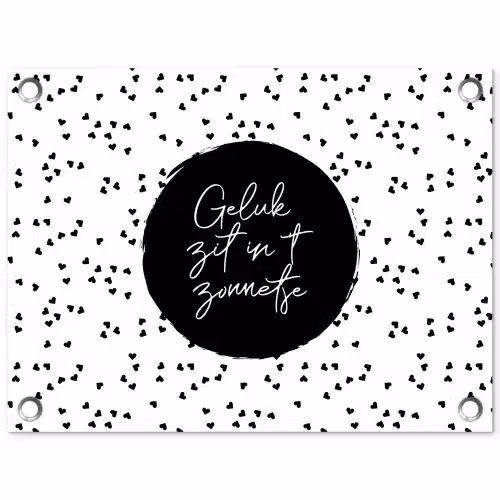 Geluk zit in 't zonnetje - Quotes - Tekst - Zon - Zomer tuinposter los doek klein -3d