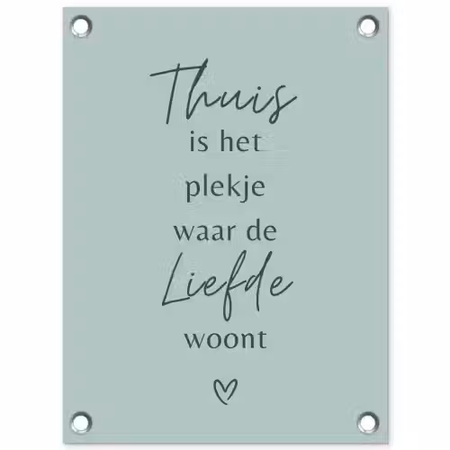 Thuis is het plekje waar de liefde woont tuinposter los doek klein -3d