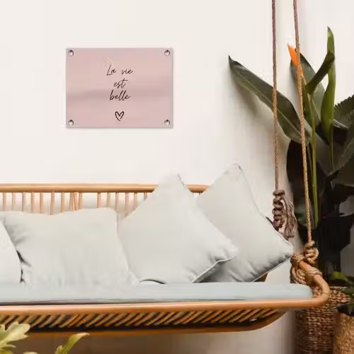 La vie est belle met Hart tuinposter los doek klein -sfeer7