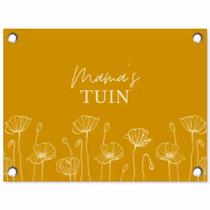 Mama's Tuin op Gele Achtergrond tuinposter los doek klein -3d