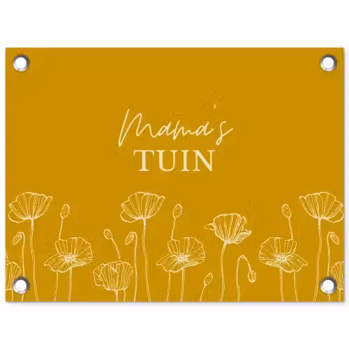 Mama's Tuin op Gele Achtergrond tuinposter los doek klein -3d