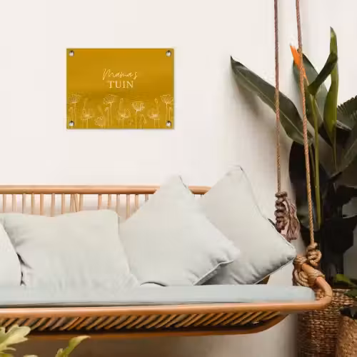 Mama's Tuin op Gele Achtergrond tuinposter los doek klein -sfeer7