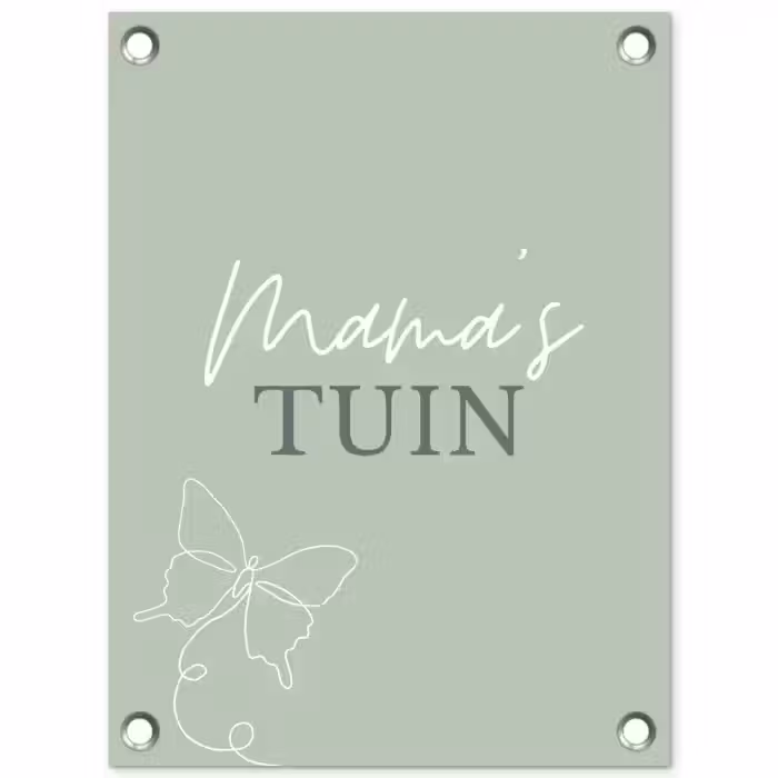 Mama's Tuin met Vlinder tuinposter los doek klein -3d