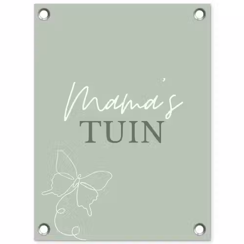 Mama's Tuin met Vlinder tuinposter los doek klein -3d