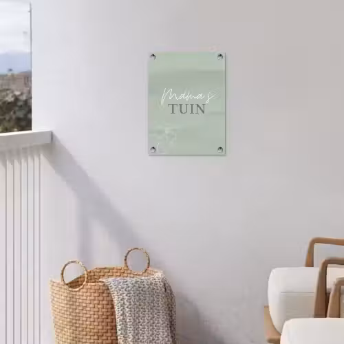 Mama's Tuin met Vlinder tuinposter los doek klein -sfeer8